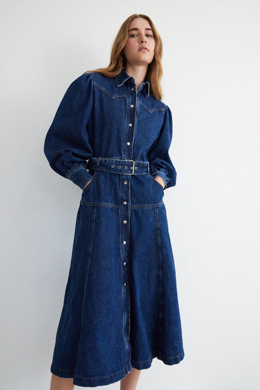 Warehouse denim 2024 dress sale